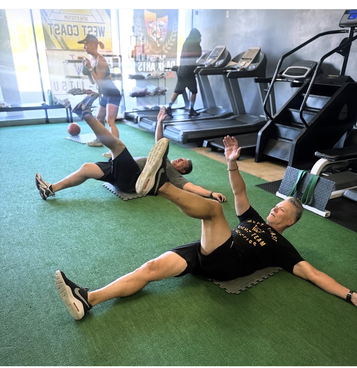 Personal training on the gym floor